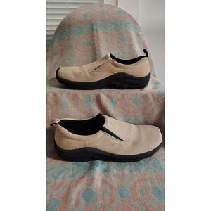 Faded Glory Men's 8.5 tan Canvas Leather Slip-On Suede Loafers